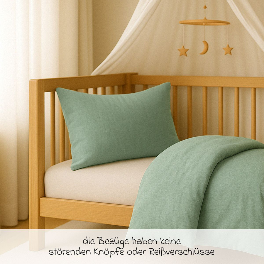 Makian Bettwäsche Set aus Baumwolle in Icegreen, Uni, B/H: 100 x 135 cm und 40 x 60 cm - Bild 2