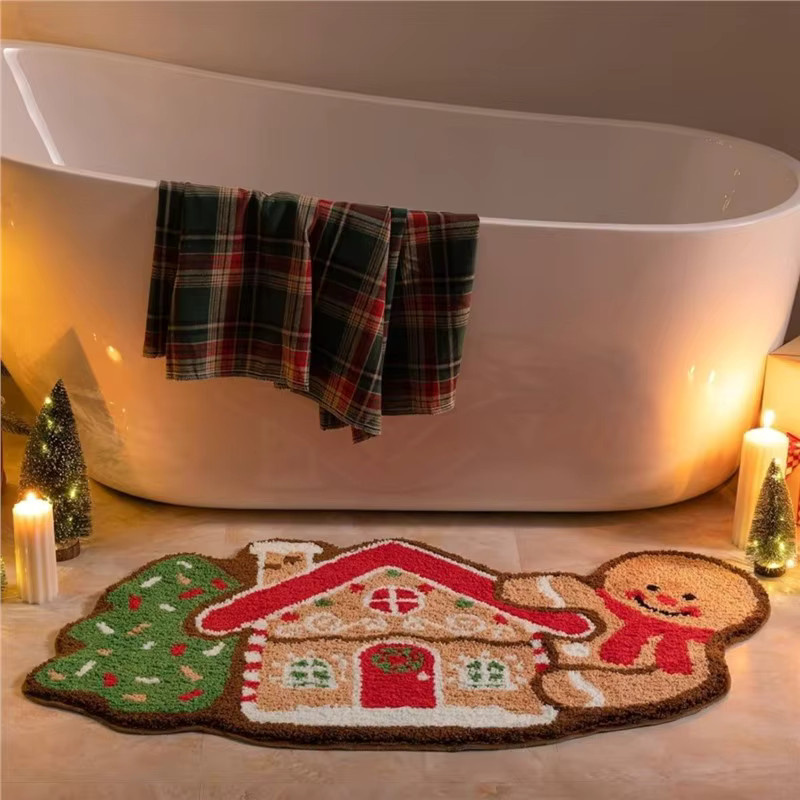 VIKAMA Weihnachts-Bodenmatte mit Kinder-Motiv, rutschfeste und leicht zu reinigende Dekomatte für Wohnzimmer und Schlafzimmer, Mehrfarbig - Bild 3