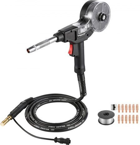 VEVOR 135A Spool Gun Schweißpistole mit 3 m Schlauch, kompatibel mit Miller Spoolmate 100, inklusive 11 Ersatzdüsen und ER4043 0,9 mm Aluminium Schweißdraht, Farbe: Schwarz - Bild 1