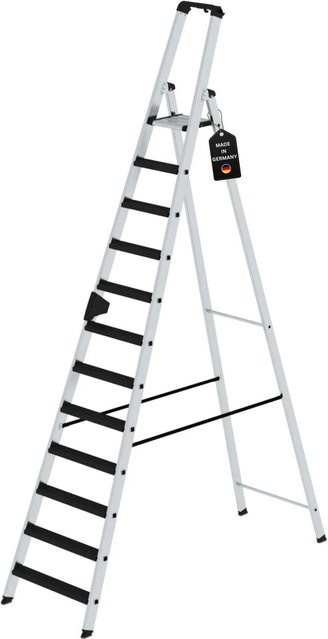 PROREGAL Stufen-Stehleiter Clip-Step Relax einseitig begehbar, 12 Stufen, Silber - Bild 1