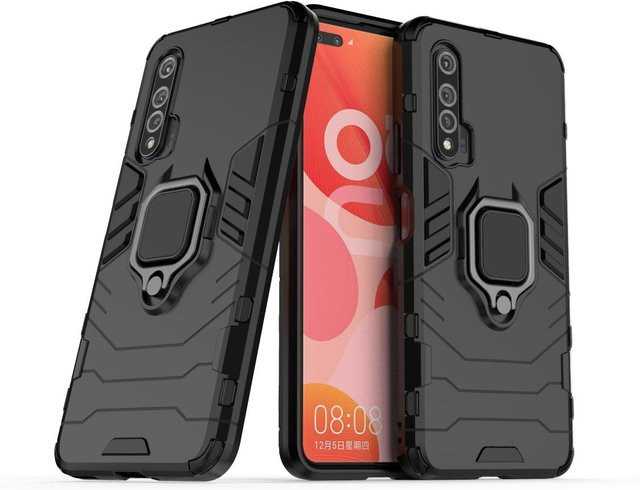 Armor Stoßfestes Case für Huawei Nova Serie mit Metallring und Ständer in Schwarz - Bild 1