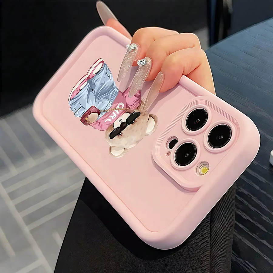 Niedrige und stilvolle iPhone Hülle mit rosa Bären-Design für verschiedene iPhone Modelle - Bild 2
