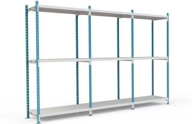 PROREGAL Fachbodenregal Maximus Pro mit 3 Ebenen und Metallplatten, Farbe: Lichtblau-Lichtgrau, H x B x T: 240 x 100 x 60 cm - Bild 1
