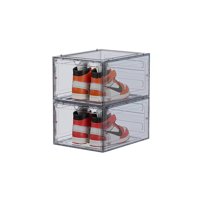 LIUSHADUOLA Schuhkarton-Aufbewahrungsbox aus transparentem Kunststoff, faltbarer Sneaker-Aufbewahrungsschrank mit seitlicher Öffnung - Bild 3
