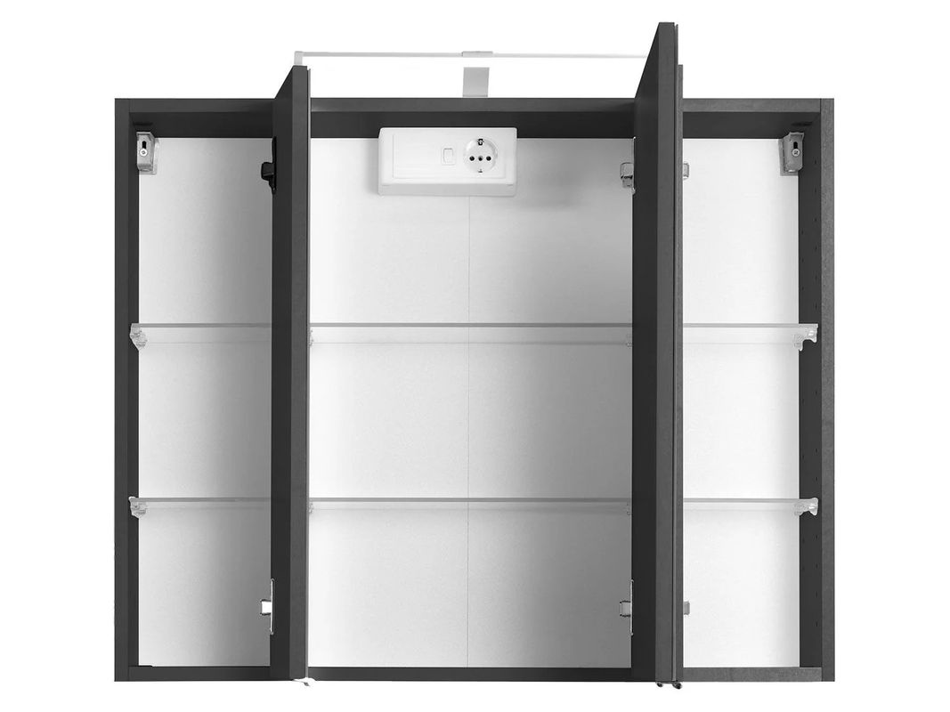 HELD Bologna 3D Spiegelschrank in Graphitgrau mit LED-Aufbauleuchte und Shaver-Socket, Breite: 90 cm - Bild 2