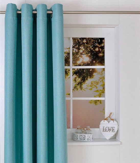 Heine Home Blackout Vorhang in Türkis aus 100% Polyester mit geräuschdämpfender Funktion und Ösen - Bild 1
