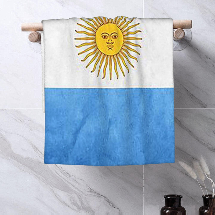Saugfähiges Baumwollhandtuch mit Argentinien Flaggen-Design, Weiß, B: 40 cm, H: 60 cm - Bild 2