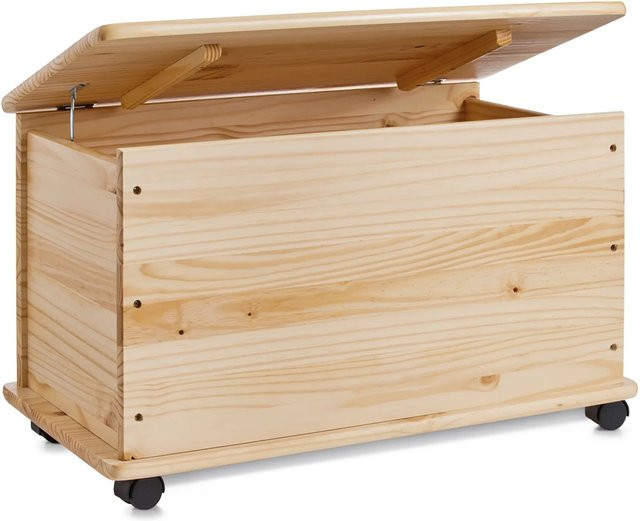 Zeller Aufbewahrungstruhe aus Kiefernholz mit Rollen in Natur, B/T/H: 40 x 45 x 73 cm - Bild 1
