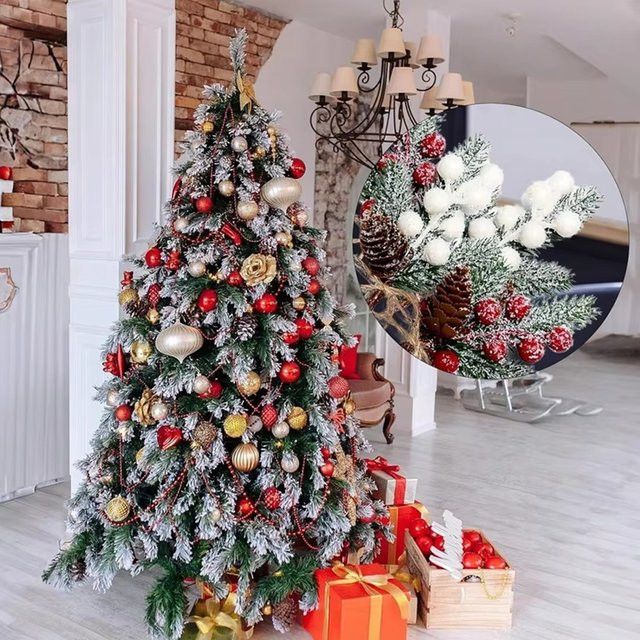 Künstliche Pflanzen mit roten Früchten in Burgunderrot für Weihnachtsbaum, Tischdekoration und Hochzeit von smr - Bild 1