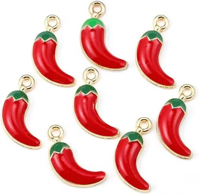 Binchi Outdoor Product Anhänger, rote Chilischote, Messing, vergoldet, Damen - Bild 1