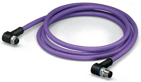 WAGO 756-1406/060-020 Sensor-Aktor-Datensteckverbinder konfektioniert M12 Stecker gewinkelt Buchse gewinkelt l: 2,00 m lila - Bild 1