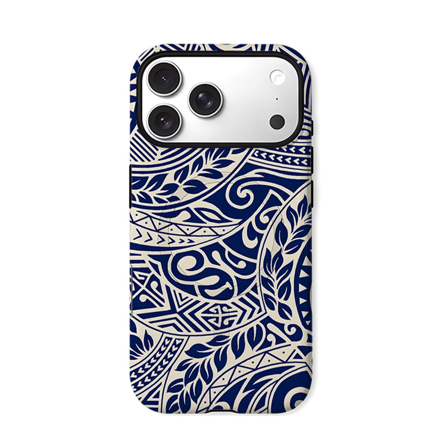 CaseChic Matte Bumper Hülle mit Maori Tribal Muster für iPhone 17 16 15 14 Plus Pro Max, MagSafe kompatibel, Blau - Bild 5