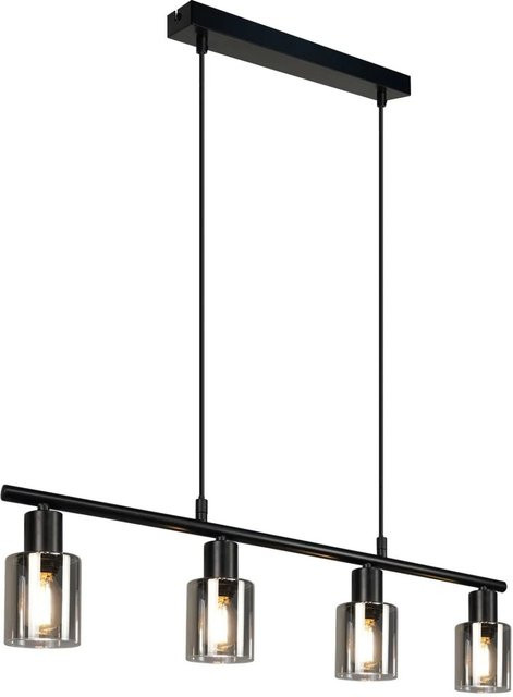 NETTLIFE Pendelleuchte aus Glas und Metall in Schwarz und Grau, Höhe: 69 cm - Bild 1