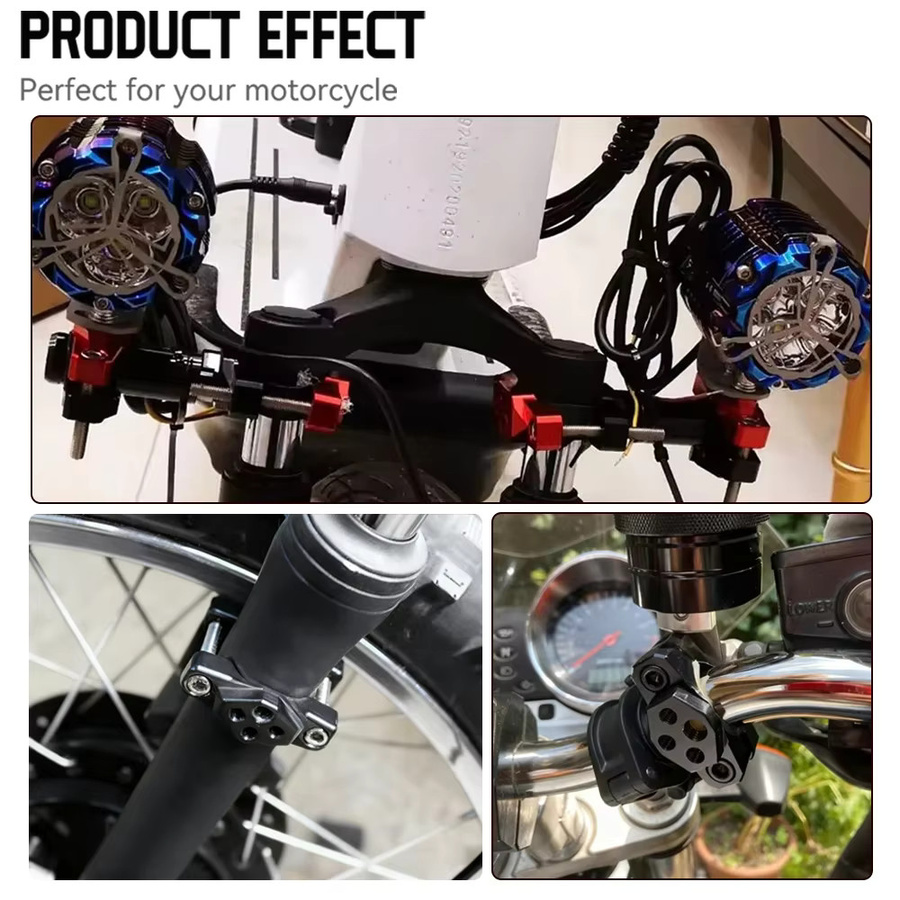 WUMFIRE Motorrad Halterung für Hilfsscheinwerfer, GPS und Telefon in Schwarz, Klemme für Lenker 17-54mm und 22-32mm - Bild 3