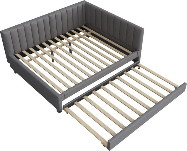 Merax Schlafsofa Ausziehbett aus Samt in Grau, B/T/H: 140 x 200 x 71 cm - Bild 1