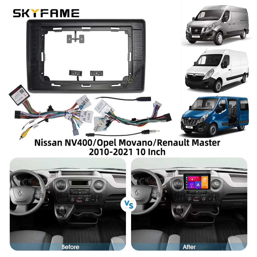 SKYFAME Auto Rahmen Fascia Adapter mit Canbus Box für Nissan NV400, Opel Movano und Renault Master, Android Radio Einbaukit, Schwarz - Bild 3