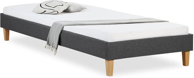 Homestyle4u Polsterbett Futonbett mit Matratze aus Kiefernholz und Komfortschaumstoff in Grau, B/T/H: 90 x 200 x 25 cm - Bild 1