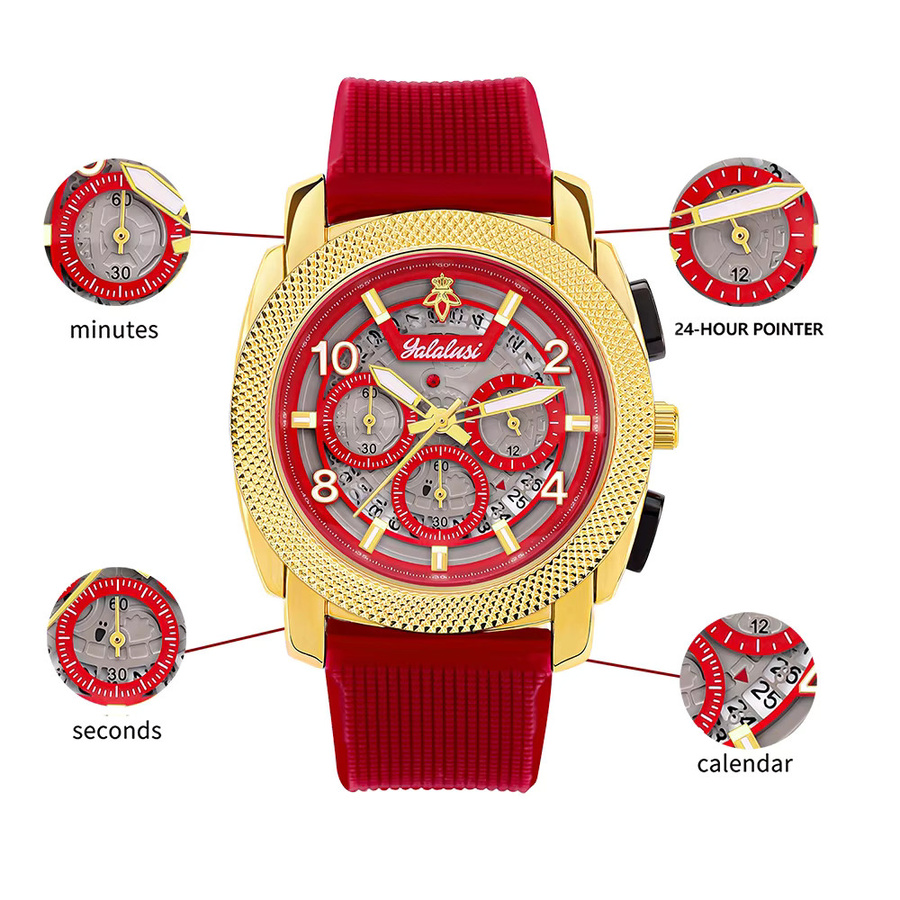 YaLaLuSi Armbanduhr, Quarz, Silikon, Rot, Herren - Bild 5
