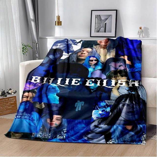Billie Eilish Flanelldecke Weiche Warme Überwurfdecke für Schlafzimmer und Camping B/B: 75 x 100 cm - Bild 1