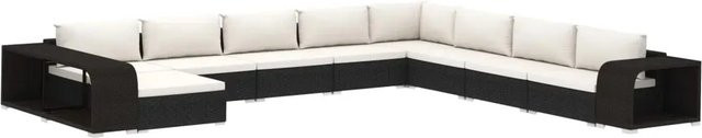 vidaXL 11-tlg. Garten-Lounge-Set aus Poly Rattan und Metall in Schwarz mit Auflagen und Kissen - Bild 1