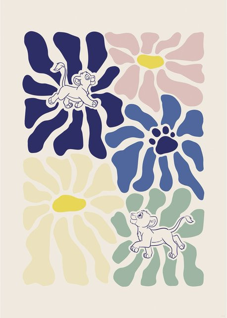 Komar Disney The Lion King Wandbild Between Flowers, Bunt, Breite: 50 cm, Höhe: 70 cm - Bild 1