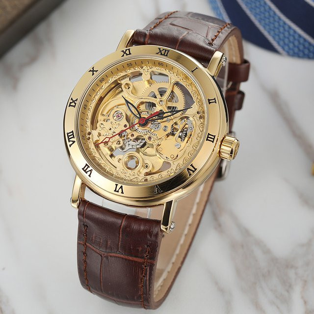 Forsining Armbanduhr, Automatik, Gold, Leder, Herren - Bild 1