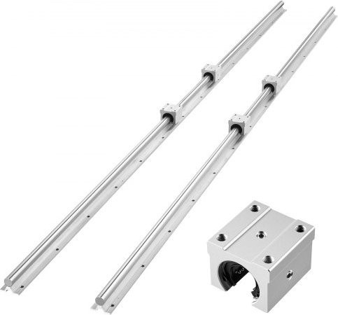 VEVOR Linearführungen SBR20 Set aus Edelstahl in Silber mit 2 Linearschienen (Länge: 2000 mm) und 4 Gleitblöcken für Schneid-, Schleif-, Fräs- und Bohrmaschinen - Bild 1