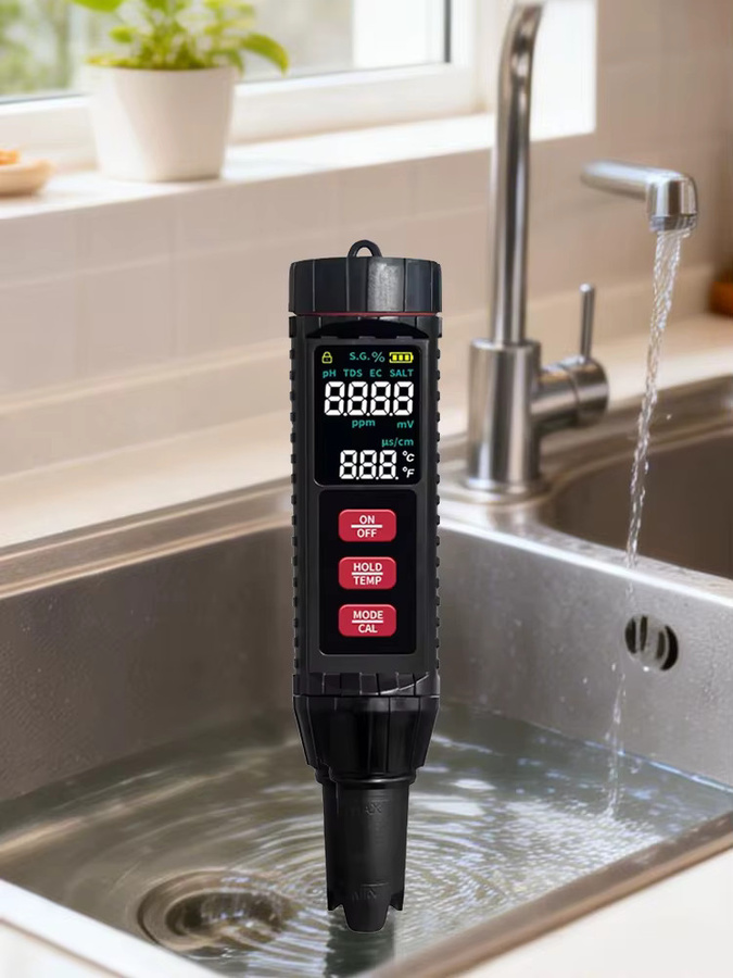 JUANJUAN 7 in 1 Digitales Wasserqualitätstester Messgerät für PH/ORP/EC/TEMP/SALT/S.G/TDS in Schwarz - Bild 4