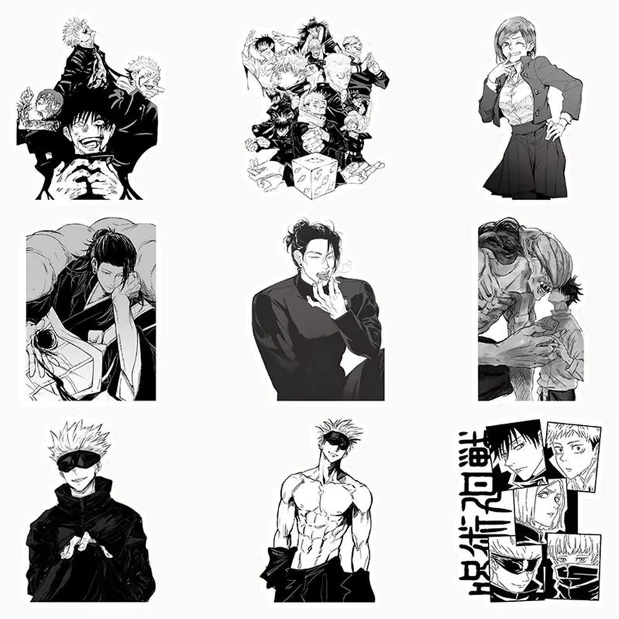 Bandai Jujutsu Kaisen Anime-Aufkleber, Schwarz-Weiß, 10-teiliges Set - Bild 3