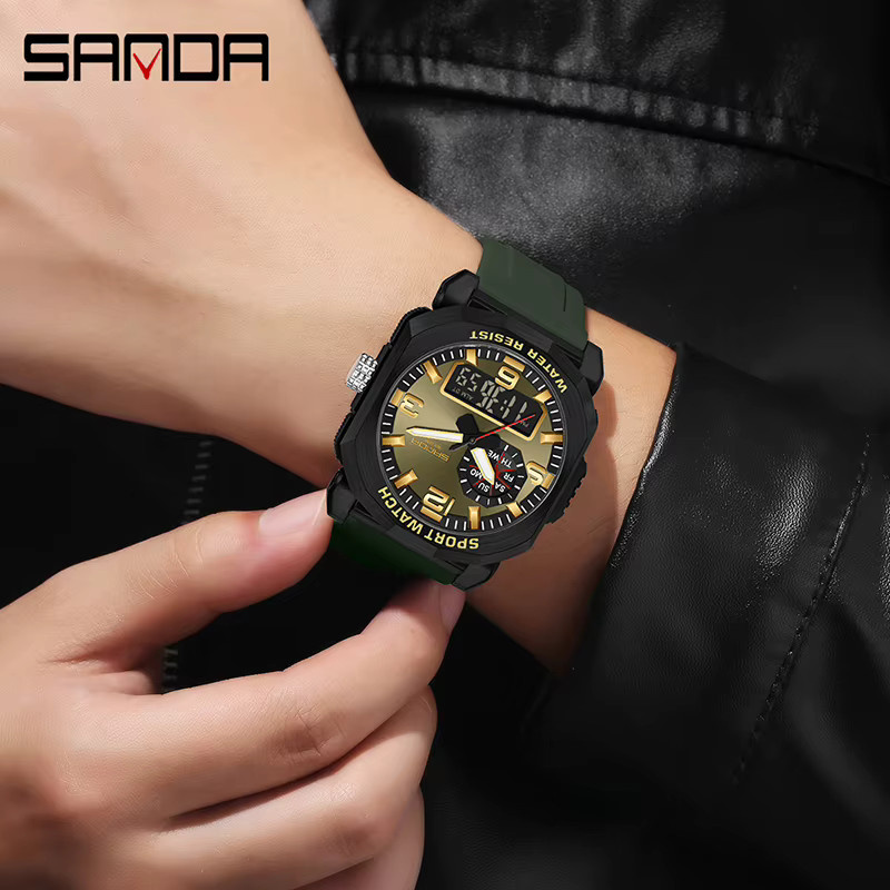 SANDA Armbanduhr, Herren, Analog-Digital, Quarz, Kunststoff, Schwarz - Bild 6