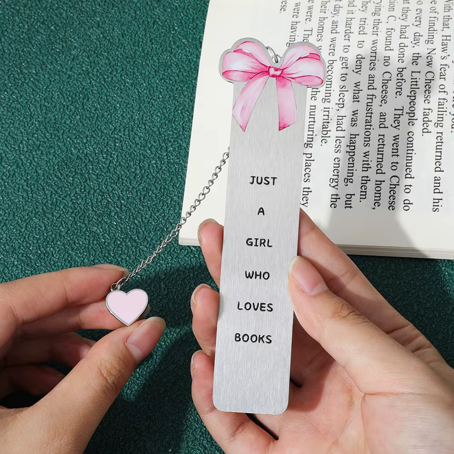 5er-Set Buchzeichen von Potdemiel mit rosa Schleifendesign aus Metall für Mädchen und Buchliebhaber - Bild 2
