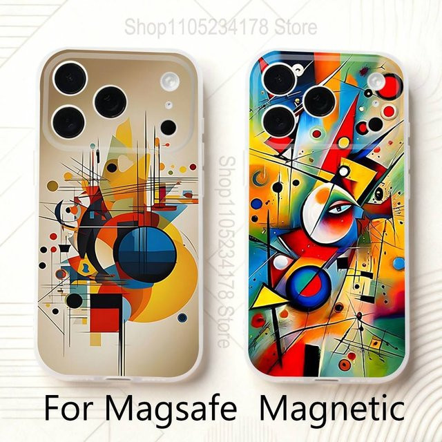 W-Wassily Kandinsky Abstract Artistic Magnetische Frosted Case für iPhone 11 bis iPhone 17 Pro Max, Multicolor, Transparent - Bild 1