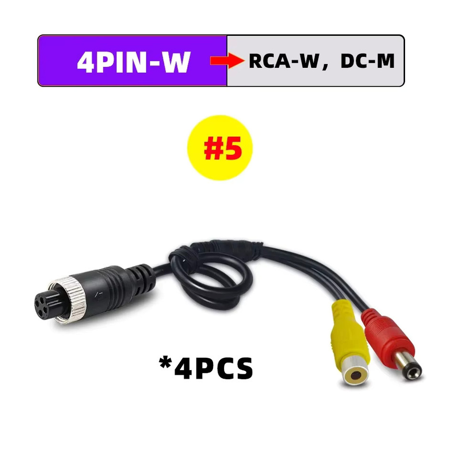 QXNY 4-Pin Aviation-Stecker auf RCA AV/Buchse DC Mehrfachkabel-Adapter-Konverter für Auto-Rückfahrkamera-Monitor - Bild 1