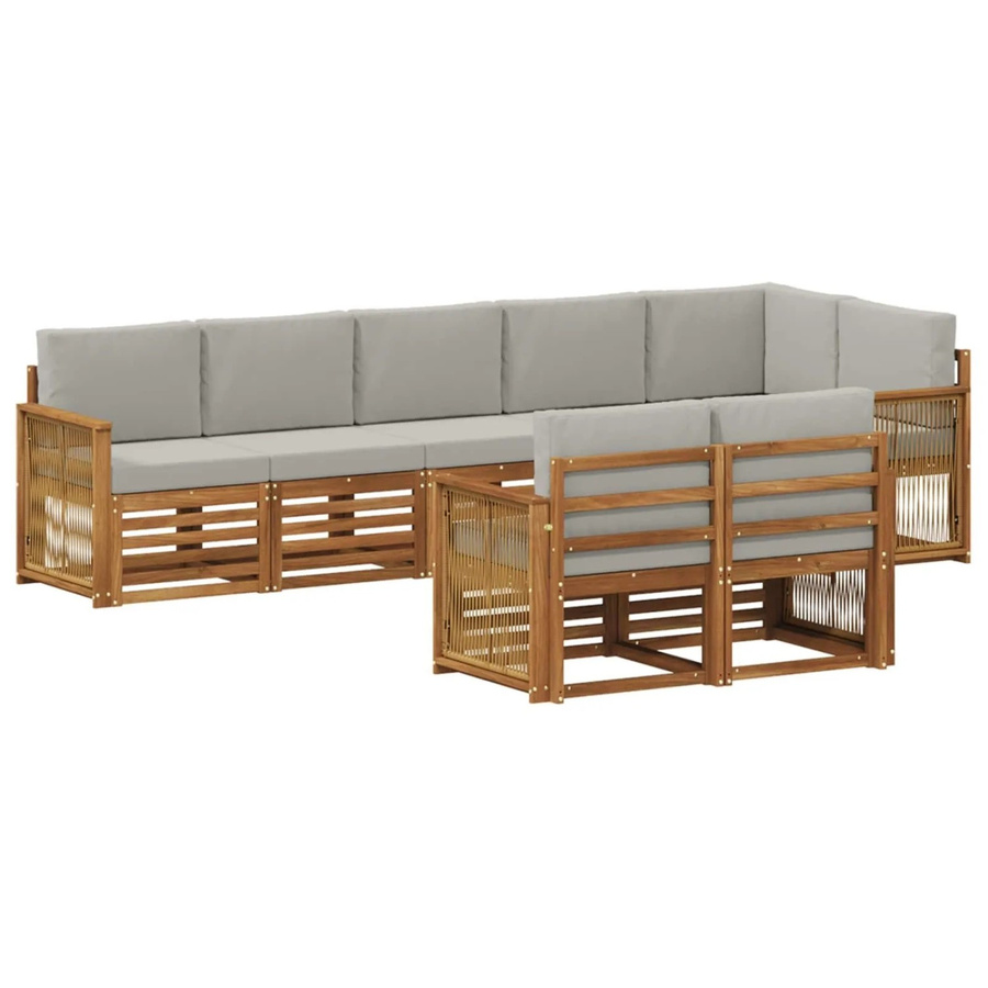 vidaXL Sofagarnitur aus Massivholz Akazie im modernen Latten-Design mit Armlehnen - Bild 2