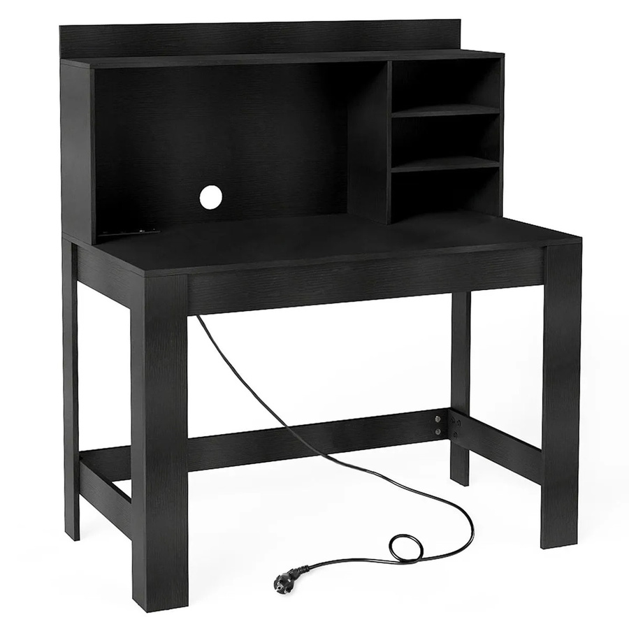 Costway Schreibtisch mit Ladestation und Steckdose in Schwarz, moderner Computer-Schreibtisch für dein Home-Office, B/T/H: 125 x 60 x 75 cm - Bild 2