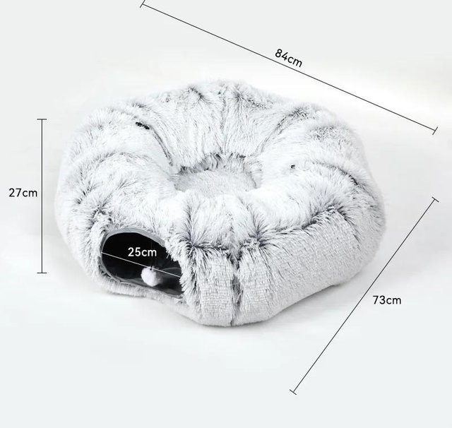 Yiran Furniture Plüsch Katzen Tunnelbett mit Kissen und 3 Peekaboo-Formen für Wohnungskatzen - Bild 1