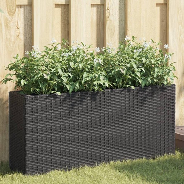 VIDAXL Pflanzkübel aus Kunststoff mit 2 Töpfen in Schwarz und Braun, B/T/H: 90 x 20 x 40 cm - Bild 1