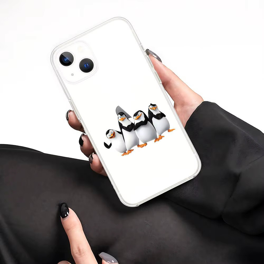 M-Madagascar P-Pinguine Handyhülle für Apple iPhone 11 bis 17 Pro Max Mini Plus, transparent - Bild 3