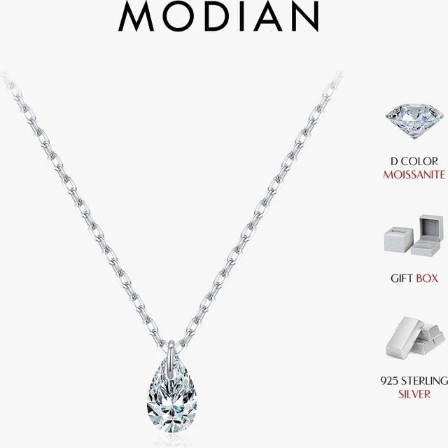 MODIAN Halskette, Wassertropfen-Moissanit, 925 Silber, Damen - Bild 1