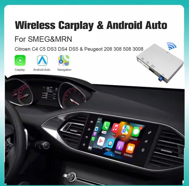 AUTOABC Wireless CarPlay und Android Auto sowie Mirror Link für Peugeot 208 2008 308 508 3008 und Citroen C4 DS3 DS4 DS5 SMEG Multimedia-System - Bild 1