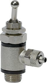 Riegler 2/2-Wege-Kipphebelventil aus Messing in Silber mit G1/4 Schnellverschraubung und 6/4 Schlauchanschluss - Bild 1