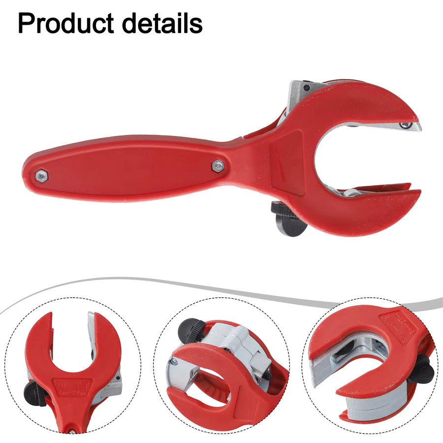 DAZZLEEX Ratschenrohrschneider in Rot zum Schneiden von Edelstahl, Kupfer und Aluminium für 8mm bis 29mm Durchmesser - Bild 2
