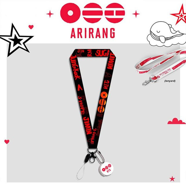 BTS Arirang Welttournee Lanyard mit rundem Anhänger für Handy und Schlüssel, Schwarz - Bild 1