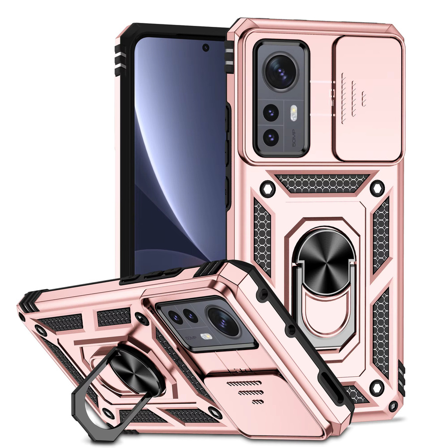 Stoßfeste Luxus-Schutzhülle für Xiaomi 11T, 12, 12X13, 13T, 14T, Pro Lite mit Ringhalter, Schiebeobjektivschutz und Ständerfunktion - Bild 2