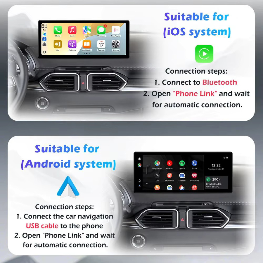 QiumianNavi 12,3 Zoll Autoradio für Nissan Pulsar 2015-2018 mit Android 16, kabelloses CarPlay, QLED Display, DSP Stereo, WiFi, Bluetooth und GPS in Schwarz - Bild 3