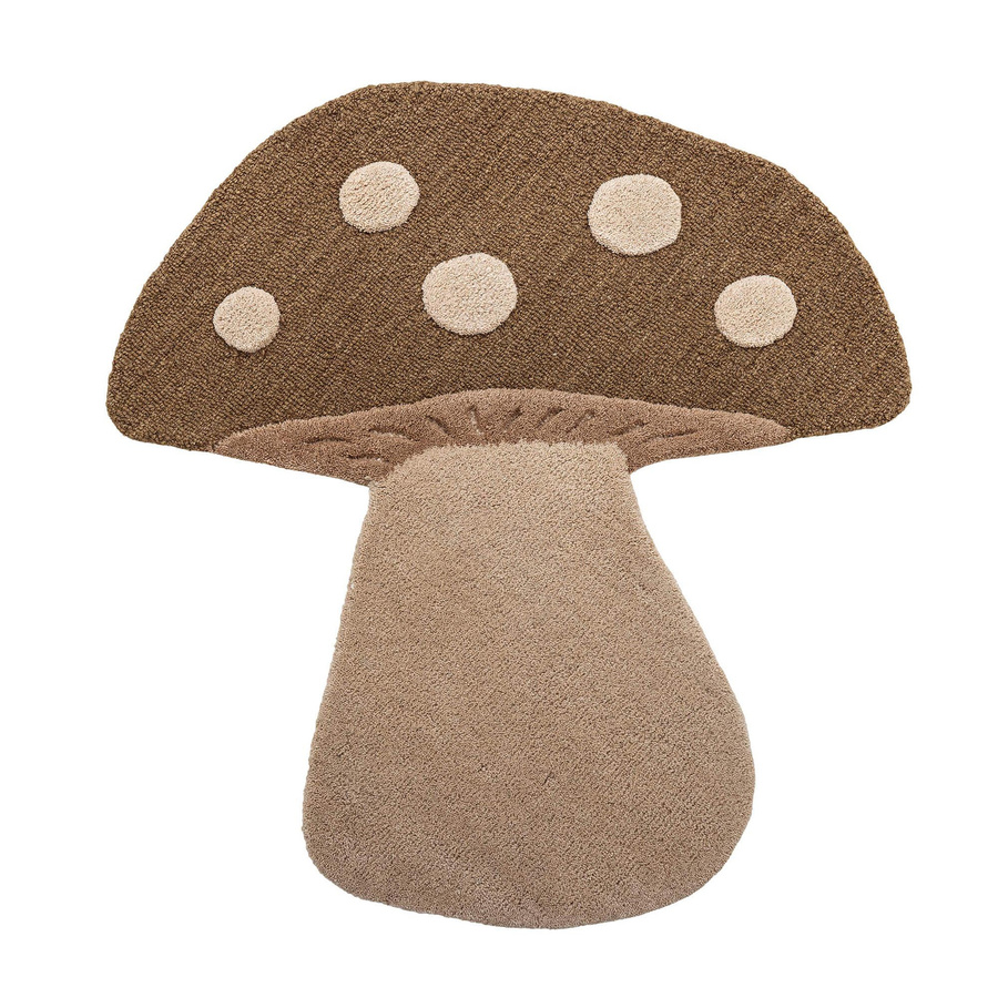 Bloomingville Mini Mushroom Teppich Handtufted floral in Braun und Beige Durchmesser: 90 cm - Bild 1