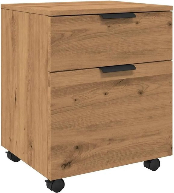 DELUKE Rollcontainer MOSAB Rollbar in Eichen-Optik mit Rollen, kleiner Schubladenschrank für Büro und Schlafzimmer, B/T/H: 45 x 38 x 54 cm - Bild 1