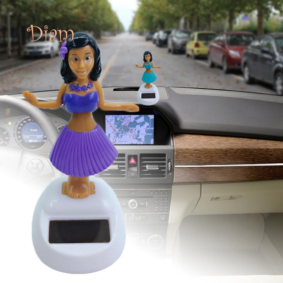 Elens Store Solar Dancing Beach Girl Automatische Schaukel Auto-Innendekoration für das Armaturenbrett in Grün mit Baby Bear Motiv - Bild 3