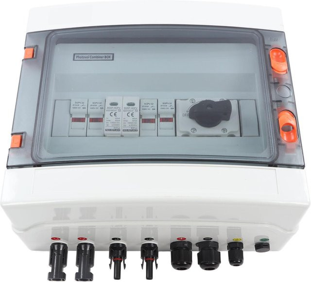 Aimo PV-Stringkombinatorkasten 2 in 1 out IP65 Wasserdicht Outdoor Solar-Kombinatorkasten 1000V 32A in Weiß - Bild 1