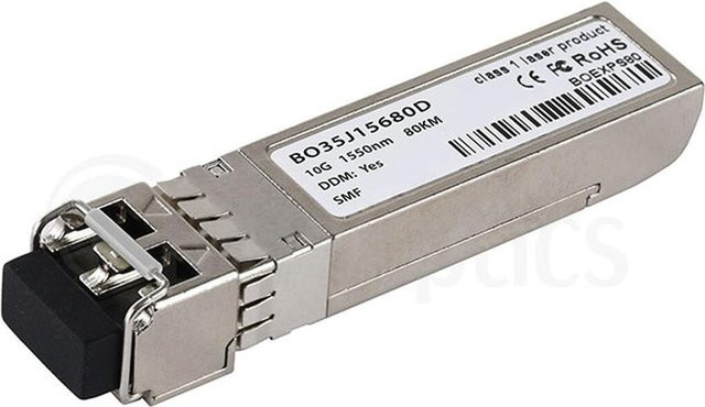 BlueOptics SFP+ Transceiver kompatibel mit Extreme Networks, 10GB-ZR-SFPP, LC-Duplex, 10GBASE-ZR, Singlemode Fiber, 1550nm, 80KM, DDM, Farbe: Silber - Bild 1